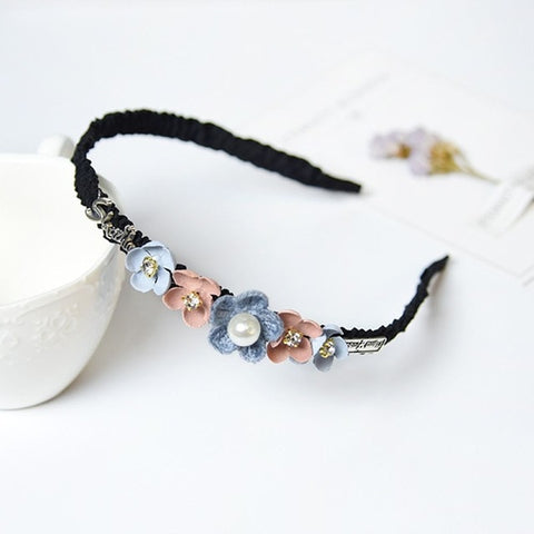 Korean Flower Headband for Girls Rhinestone Crown Hairbands High Quality Women & Girls Hair Accessories Party Handmade Jewelry