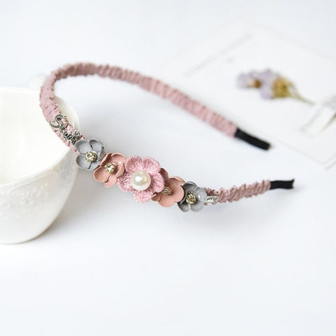 Korean Flower Headband for Girls Rhinestone Crown Hairbands High Quality Women & Girls Hair Accessories Party Handmade Jewelry