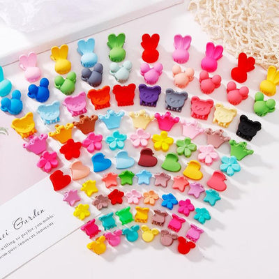 30Pcs/Pack Cute Cartoon Candy Color Hairpins Mini Claw Clips Crown Flower Rabbit Ears Barrettes Headdress For Women Girls Kids