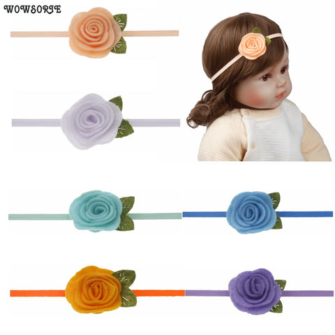 4cm baby Headband Girls Felt Flower Crown Headbands Rose Leaves Elastic hair band Kids Photography Props baby Hair Accessories