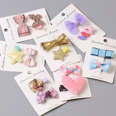 2 Pcs Korean Simple Children's Hair Clip Headwear Princess Baby Fashion  Cartoon Crown Flower Bows Hairpins Hair Accessories