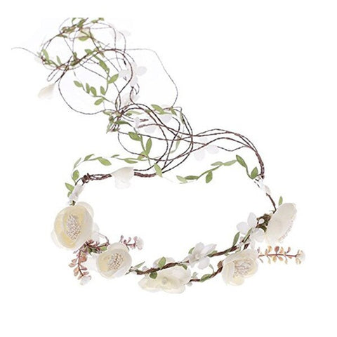 2019 Bohemian Wreath Hair Band Flower Crown Women Rattan Simulation Flower Headband Wrist Headwear Hair Accessories