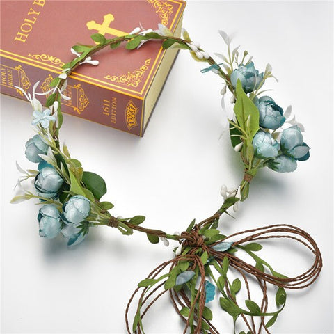 2019 Bohemian Wreath Hair Band Flower Crown Women Rattan Simulation Flower Headband Wrist Headwear Hair Accessories