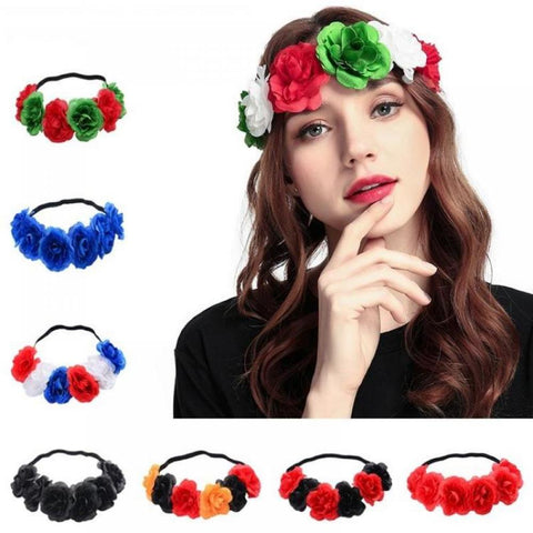 2020 Fashion Rubber Bands Hair Flower Girls Women Wreaths Crowns Wedding Hair Accessories Rose Flower Elastics Wreath Headband