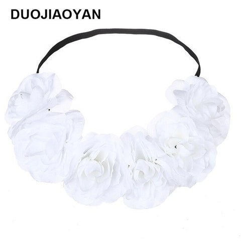 2020 Fashion Rubber Bands Hair Flower Girls Women Wreaths Crowns Wedding Hair Accessories Rose Flower Elastics Wreath Headband