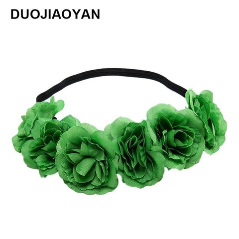 2020 Fashion Rubber Bands Hair Flower Girls Women Wreaths Crowns Wedding Hair Accessories Rose Flower Elastics Wreath Headband