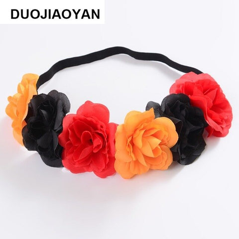 2020 Fashion Rubber Bands Hair Flower Girls Women Wreaths Crowns Wedding Hair Accessories Rose Flower Elastics Wreath Headband