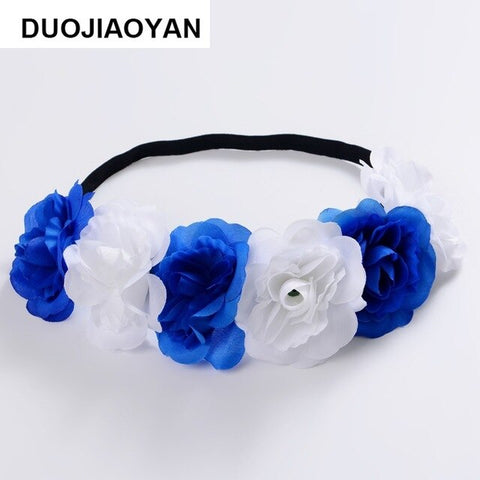 2020 Fashion Rubber Bands Hair Flower Girls Women Wreaths Crowns Wedding Hair Accessories Rose Flower Elastics Wreath Headband