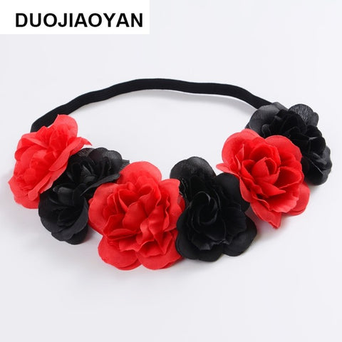 2020 Fashion Rubber Bands Hair Flower Girls Women Wreaths Crowns Wedding Hair Accessories Rose Flower Elastics Wreath Headband