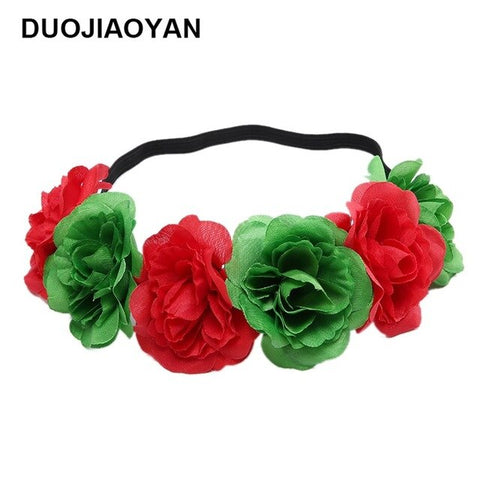 2020 Fashion Rubber Bands Hair Flower Girls Women Wreaths Crowns Wedding Hair Accessories Rose Flower Elastics Wreath Headband