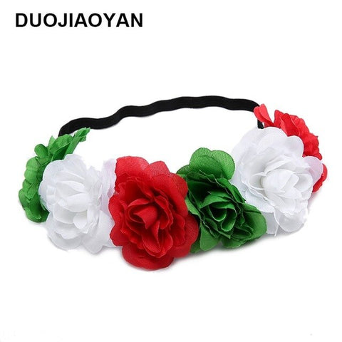 2020 Fashion Rubber Bands Hair Flower Girls Women Wreaths Crowns Wedding Hair Accessories Rose Flower Elastics Wreath Headband