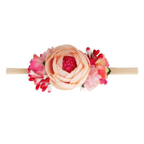 Xugar Hair Accessories Baby Floral Headband Nylon Girl head Bands Flower Crown Wreath Newborn Infant Headbands