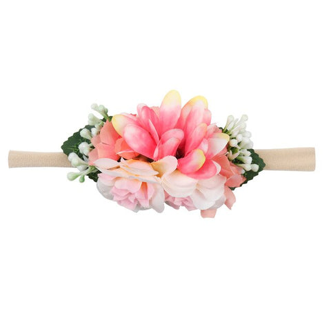 Xugar Hair Accessories Baby Floral Headband Nylon Girl head Bands Flower Crown Wreath Newborn Infant Headbands