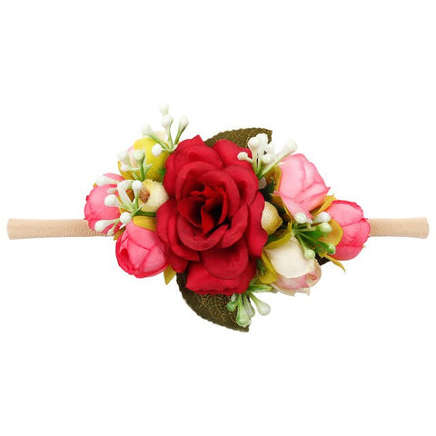 Xugar Hair Accessories Baby Floral Headband Nylon Girl head Bands Flower Crown Wreath Newborn Infant Headbands