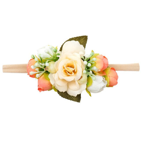 Xugar Hair Accessories Baby Floral Headband Nylon Girl head Bands Flower Crown Wreath Newborn Infant Headbands