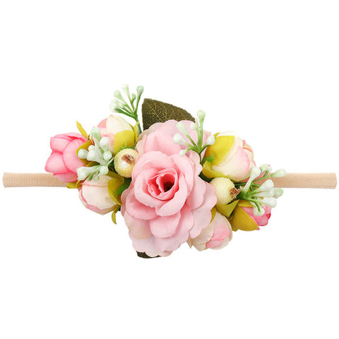 Xugar Hair Accessories Baby Floral Headband Nylon Girl head Bands Flower Crown Wreath Newborn Infant Headbands