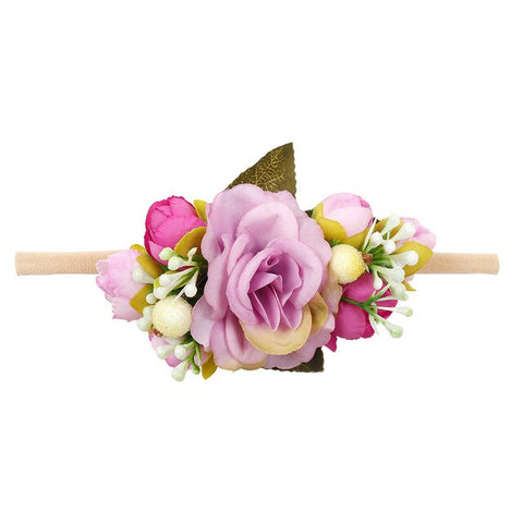 Xugar Hair Accessories Baby Floral Headband Nylon Girl head Bands Flower Crown Wreath Newborn Infant Headbands