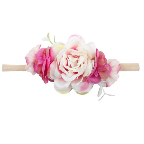 Xugar Hair Accessories Baby Floral Headband Nylon Girl head Bands Flower Crown Wreath Newborn Infant Headbands