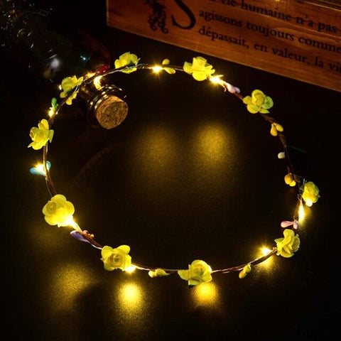 DIY Fashion LED Effect  Band Crown Flower Hair Wreath Wedding Casual Garlands Fabala Lady Decorative Party Hair Accessories