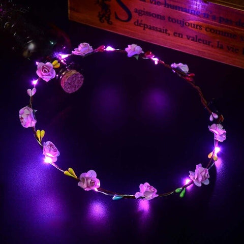 DIY Fashion LED Effect  Band Crown Flower Hair Wreath Wedding Casual Garlands Fabala Lady Decorative Party Hair Accessories