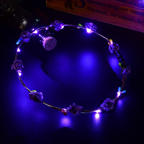 DIY Fashion LED Effect  Band Crown Flower Hair Wreath Wedding Casual Garlands Fabala Lady Decorative Party Hair Accessories