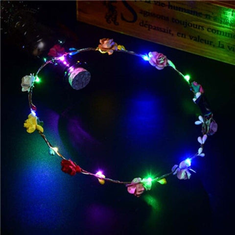 DIY Fashion LED Effect  Band Crown Flower Hair Wreath Wedding Casual Garlands Fabala Lady Decorative Party Hair Accessories