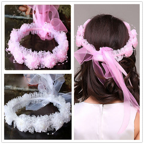 Handmade Flower Wreath Crown Garland Hairband for Wedding Party Festival Girl Wreath Headband Kids Girls Hair Accessories