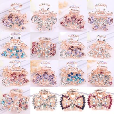 Crown Zircon Bowknot Barrette Hair Pins Crystal Peacock Flying Butterfly 1PC Candy Colors Flowers Hair Accessories