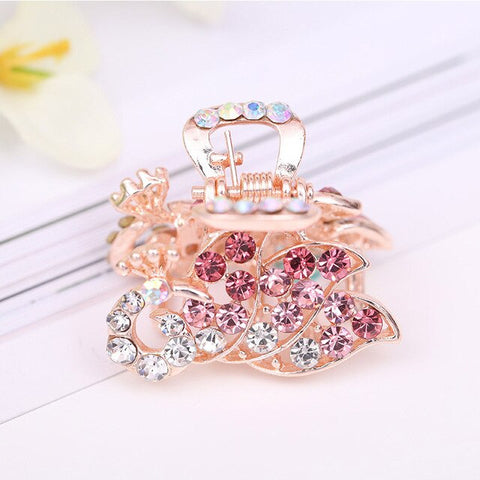 Crown Zircon Bowknot Barrette Hair Pins Crystal Peacock Flying Butterfly 1PC Candy Colors Flowers Hair Accessories