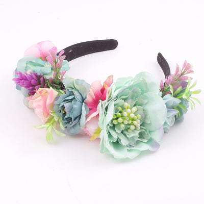 Wedding Bridal Hair Accessories Flower Headband For Women Bridesmaid Artificial Rose Carnation Peony Flower Crown