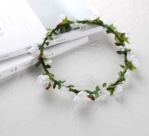 Women Wedding Flower Crown Girls Wreath Bohemian Vine Adjustable Yarn Garland Sweet Hair Bands Accessories For Bride Bridesmaid