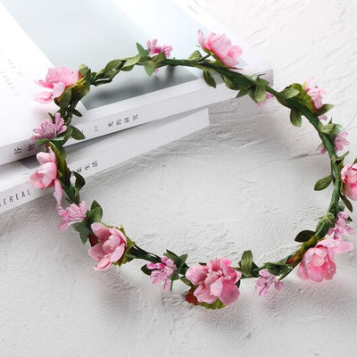 Women Wedding Flower Crown Girls Wreath Bohemian Vine Adjustable Yarn Garland Sweet Hair Bands Accessories For Bride Bridesmaid