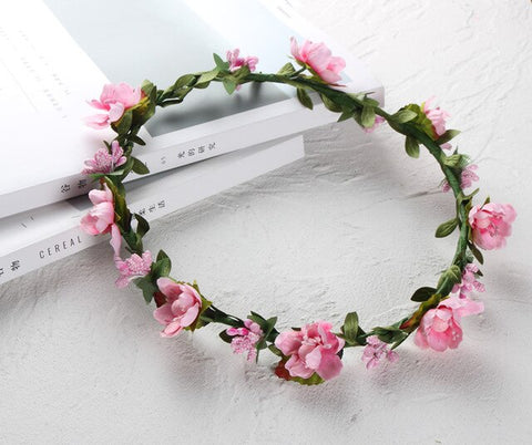 Women Wedding Flower Crown Girls Wreath Bohemian Vine Adjustable Yarn Garland Sweet Hair Bands Accessories For Bride Bridesmaid