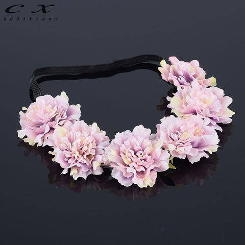 CXADDITIONS Girl Women Handmade Gradient Carnation Flower Wreath Crown Garland Halo Festival Hair Headband Headpiece Floral