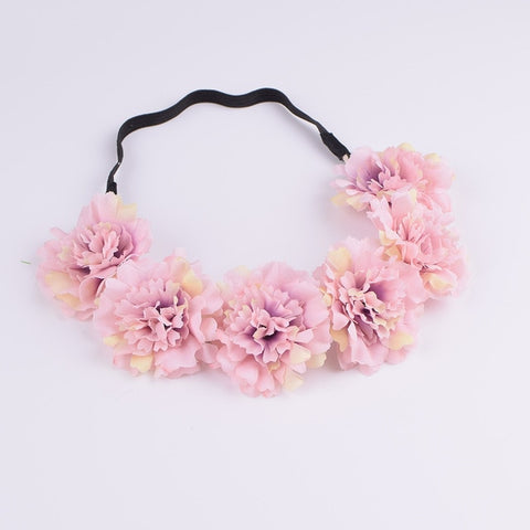 CXADDITIONS Girl Women Handmade Gradient Carnation Flower Wreath Crown Garland Halo Festival Hair Headband Headpiece Floral