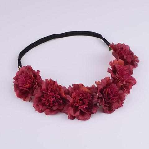 CXADDITIONS Girl Women Handmade Gradient Carnation Flower Wreath Crown Garland Halo Festival Hair Headband Headpiece Floral