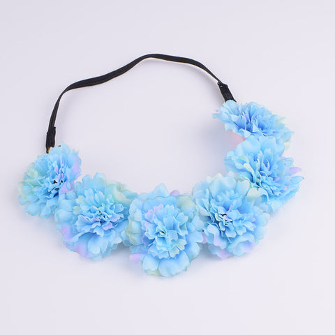 CXADDITIONS Girl Women Handmade Gradient Carnation Flower Wreath Crown Garland Halo Festival Hair Headband Headpiece Floral