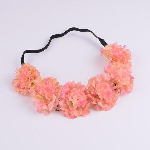 CXADDITIONS Girl Women Handmade Gradient Carnation Flower Wreath Crown Garland Halo Festival Hair Headband Headpiece Floral