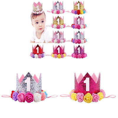 Girls Birthday Decor Flower Party Crown Hairband Priness Party Hat Baby Hair Accessories GDD99