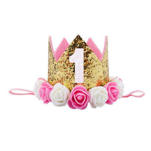 Girls Birthday Decor Flower Party Crown Hairband Priness Party Hat Baby Hair Accessories GDD99