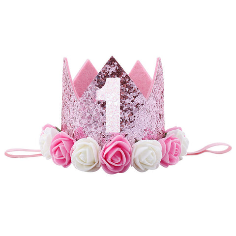 Girls Birthday Decor Flower Party Crown Hairband Priness Party Hat Baby Hair Accessories GDD99