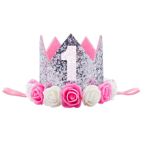 Girls Birthday Decor Flower Party Crown Hairband Priness Party Hat Baby Hair Accessories GDD99
