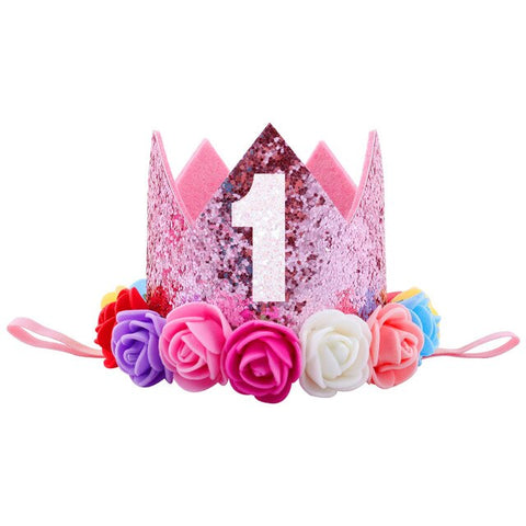 Girls Birthday Decor Flower Party Crown Hairband Priness Party Hat Baby Hair Accessories GDD99