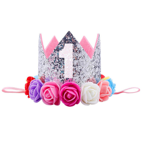 Girls Birthday Decor Flower Party Crown Hairband Priness Party Hat Baby Hair Accessories GDD99
