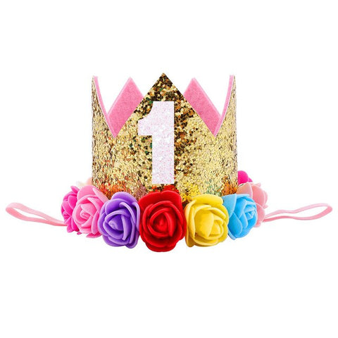 Girls Birthday Decor Flower Party Crown Hairband Priness Party Hat Baby Hair Accessories GDD99