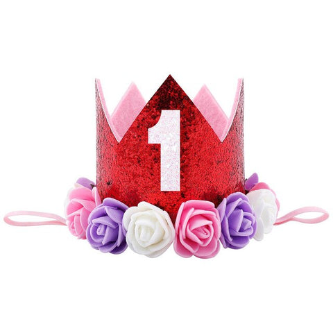 Girls Birthday Decor Flower Party Crown Hairband Priness Party Hat Baby Hair Accessories GDD99