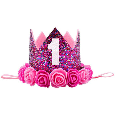Girls Birthday Decor Flower Party Crown Hairband Priness Party Hat Baby Hair Accessories GDD99
