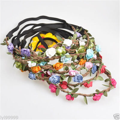 Handmade Floral Crown Flower Headband Hair Garland Wedding Headpiece Headwear Flower For Women Girls