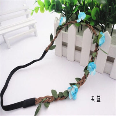 Handmade Floral Crown Flower Headband Hair Garland Wedding Headpiece Headwear Flower For Women Girls