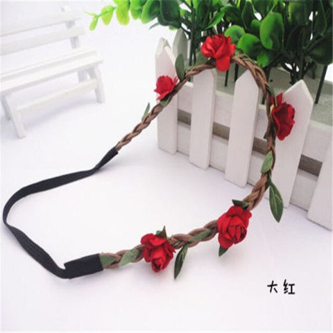 Handmade Floral Crown Flower Headband Hair Garland Wedding Headpiece Headwear Flower For Women Girls